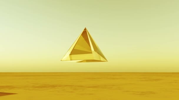 4 k rotatie glazen piramide die uit wolken aan de grond in de wildernis,, Sci-Fi world. - Video
