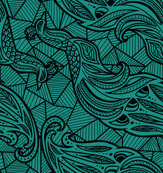 Boho Peacock Pattern - Vetor, Imagem
