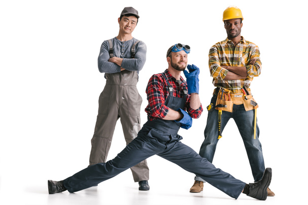 Skupina mnohonárodnostní stavební dělníci - Fotografie, Obrázek