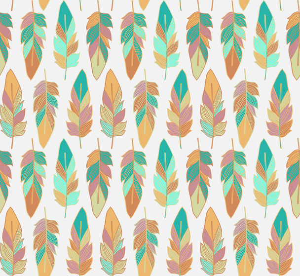 Colorful Feathers Pattern - Vector, Image