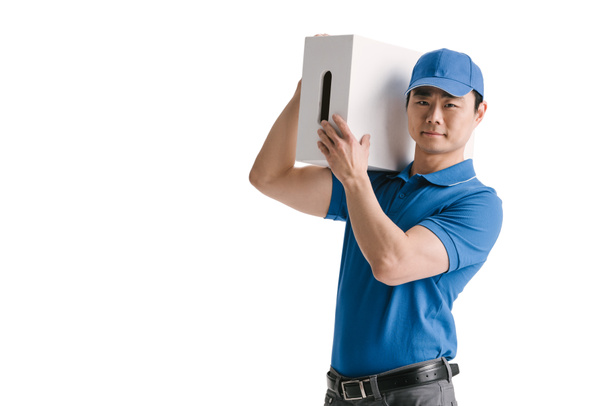 young asian courier with blank box - Photo, image