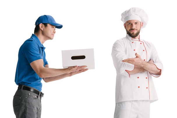 asian courier and making delivery for chef - Photo, Image