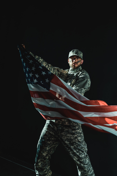 soldat avec drapeau des États-Unis
 - Photo, image