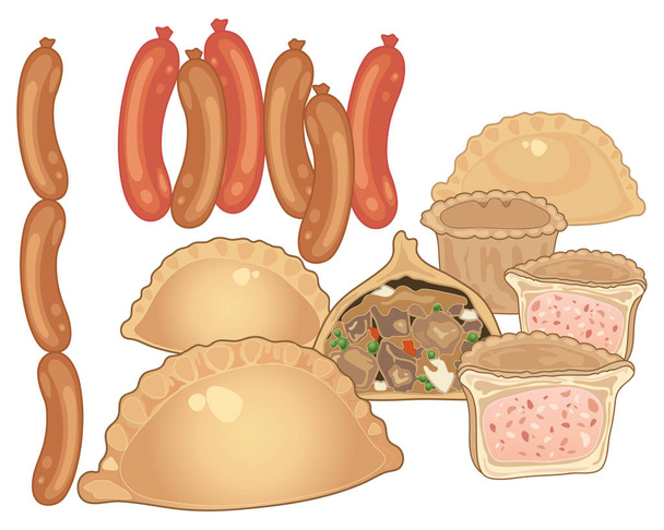 meat products on white - Vector, Image