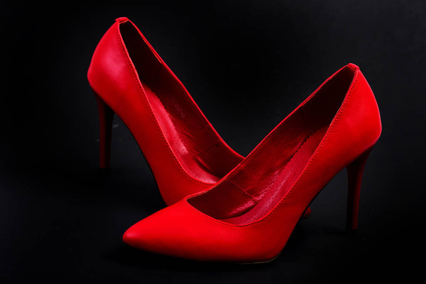 Formal high heel footwear on black background - Valokuva, kuva