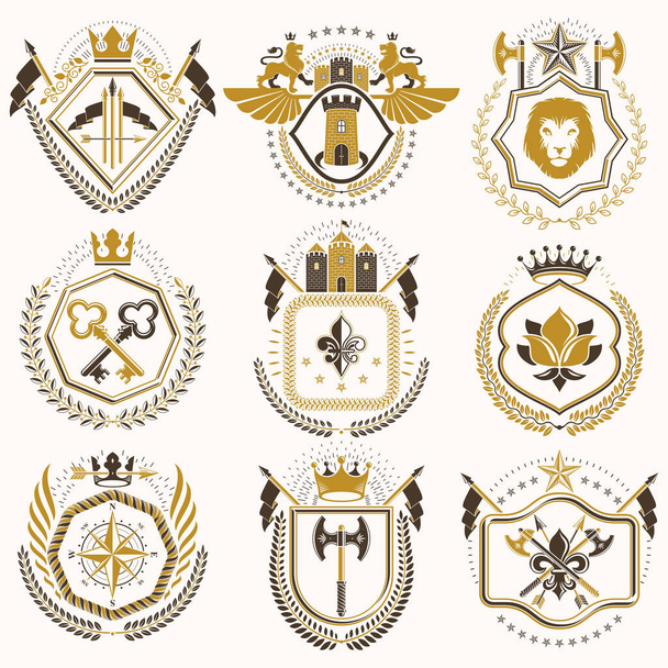 vintage emblems collection - Διάνυσμα, εικόνα