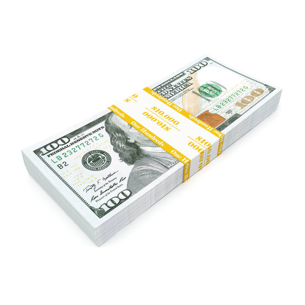 3d rendering a pack of US dollars - Фото, изображение