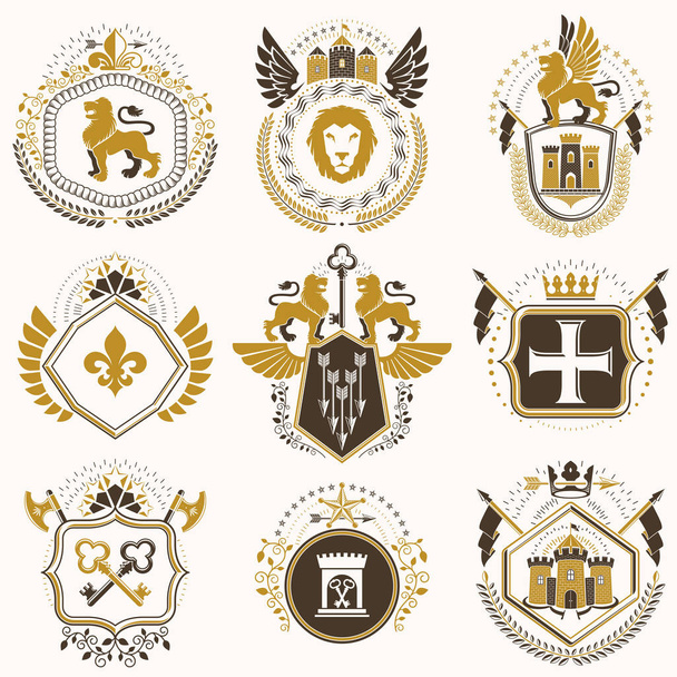vintage emblems collection - Vector, afbeelding