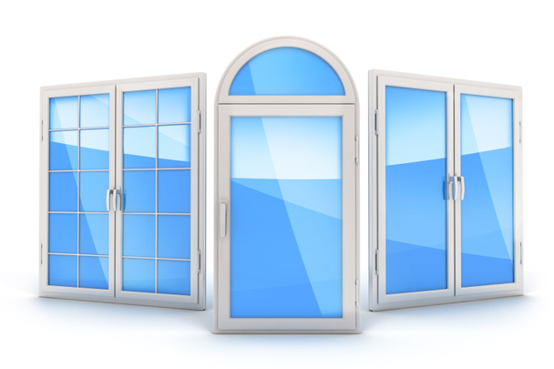 τρεις παράθυρο σε λευκό φόντο - Φωτογραφία, εικόνα