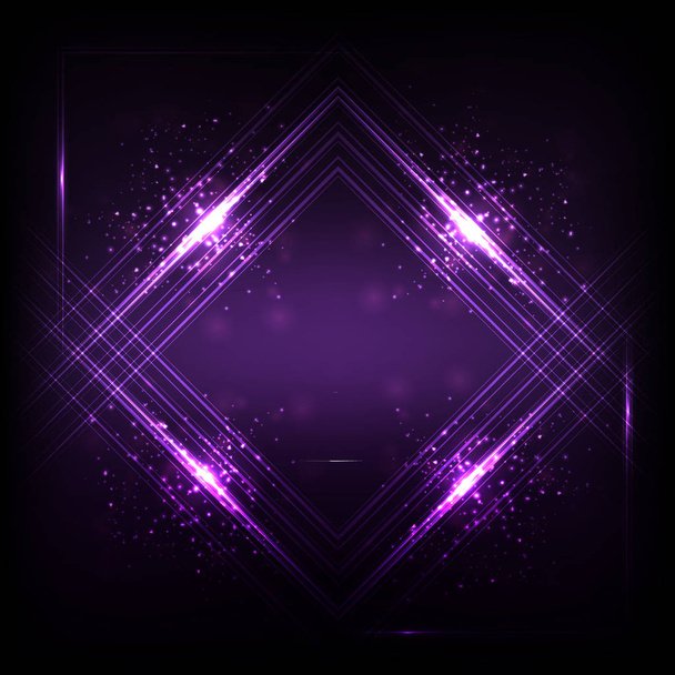 Ondas de sonido oscilantes luz púrpura oscura, fondo de tecnología abstracta
. - Vector, imagen