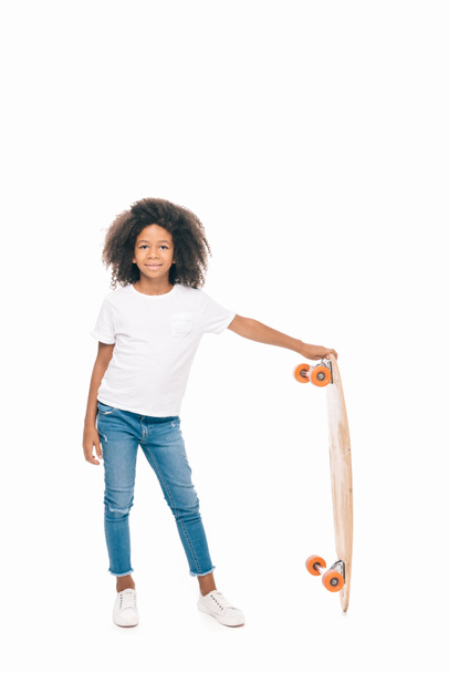 african american girl with skateboard - Photo, Image