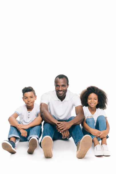 happy african american father with kids - Zdjęcie, obraz