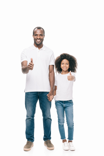 father and daughter showing thumbs up - Φωτογραφία, εικόνα