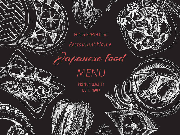 asian food menu design template - Вектор,изображение
