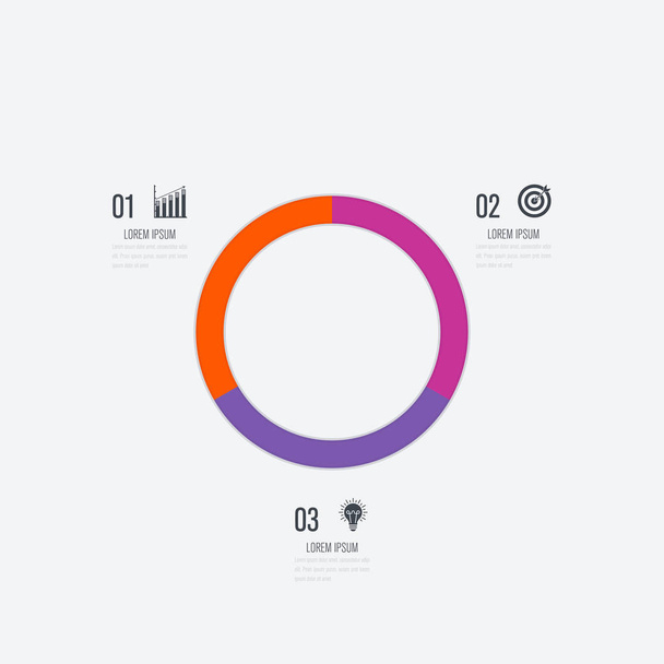 Infographics template 3 options with circle - ベクター画像
