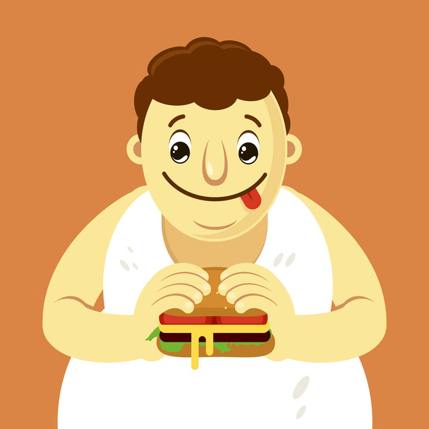 Man with hamburger - ベクター画像