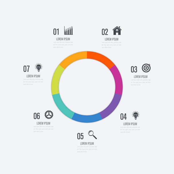 Infographics template 7 options with circle - Vector, Image