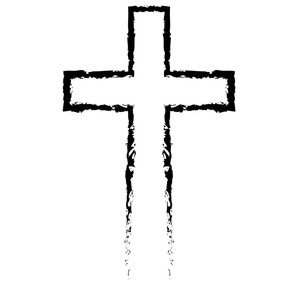Streszczenie Christian krzyż stylu w ręku ciągnione czarny - Wektor, obraz