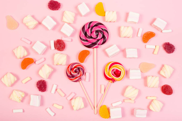 Sweet marshmallows with lollipop - Foto, imagen