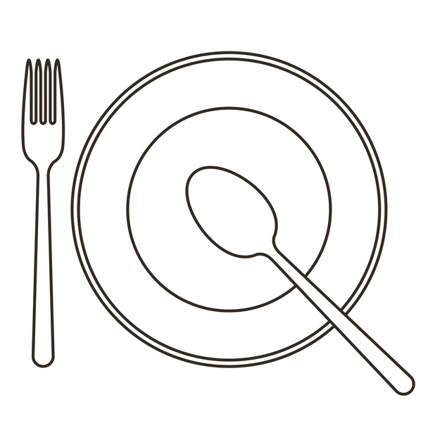 Mise en place avec assiette, cuillère et fourchette
 - Vecteur, image