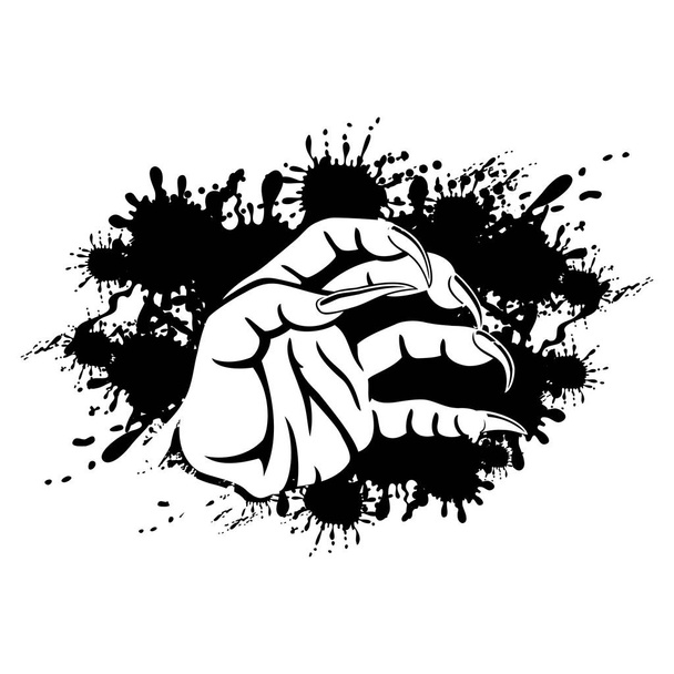 Black sign with hand with claws. - Vector, Image