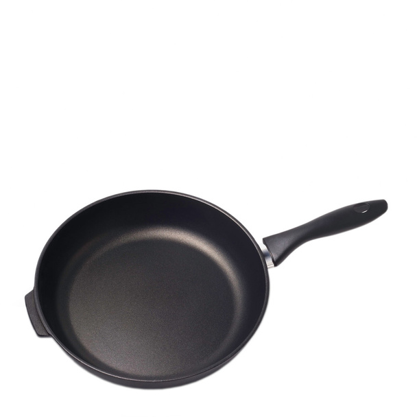 schwarze Pfanne Küche isoliert auf weißem Hintergrund - Foto, Bild