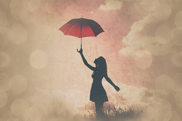 młoda kobieta z parasolem - Zdjęcie, obraz