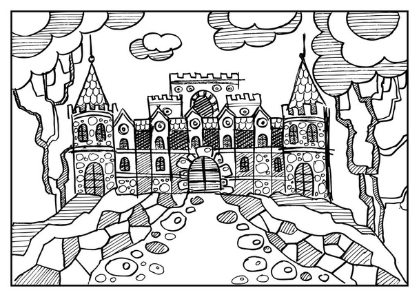 Graphic illustration with abstract castle 6 - Vektor, obrázek