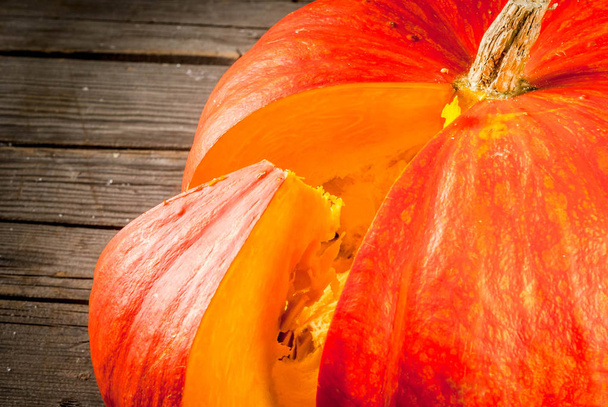 Raw pumpkin on wooden table - Photo, Image