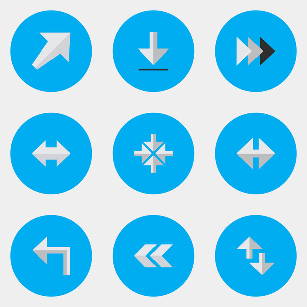 Vector Illustration Set Of Simple Cursor Icons. Elements Cursor, Orientation, Everyway And Other Synonyms Southwestward, Southwest And Arrow. - Vector, Image