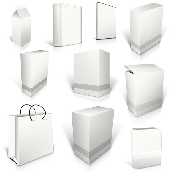 Ten white blank boxes isolated on white - Фото, изображение