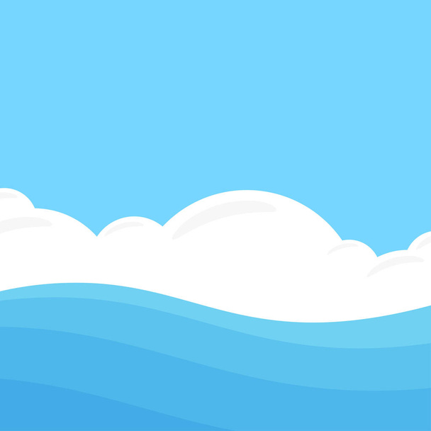 Seascape in Flat style - Vector, Image