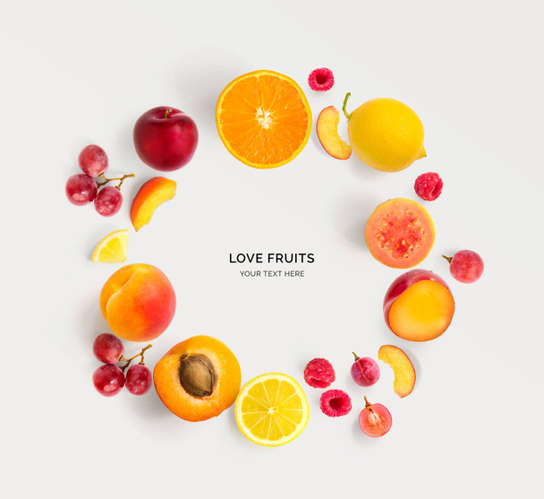 Various fruits in shape of circle - Photo, Image