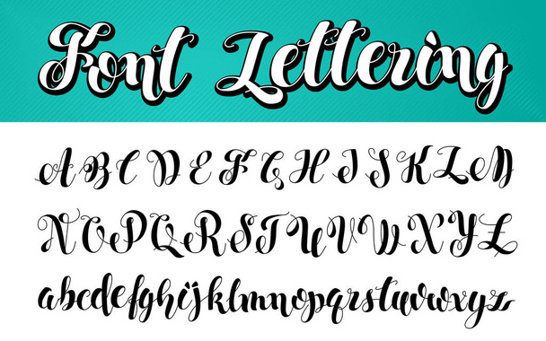 Alfabeto inglés. Letras en blanco y negro. ABC Letters Modern Brushed Lettering (en inglés). Alfabeto pintado. Educación. Vector Handwritten Brush Script (en inglés). Fondo blanco
 - Vector, Imagen
