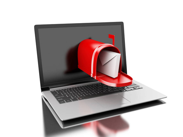 3d Mail delivery from computer laptop.  - Photo, Image