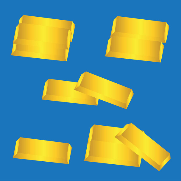 3D Gold bar in various layout - Vector, Image