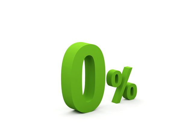 πράσινο μηδέν τοις εκατό που απομονώνονται σε λευκό φόντο. 0 - Φωτογραφία, εικόνα