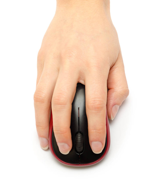 woman hand holding computer mouse. - Valokuva, kuva
