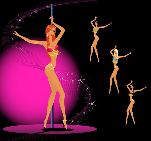 Frauen tanzen einen Striptease - Vektor, Bild