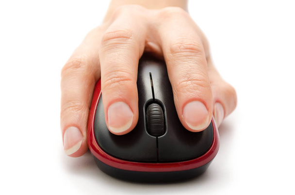 woman hand holding computer mouse. - Photo, Image