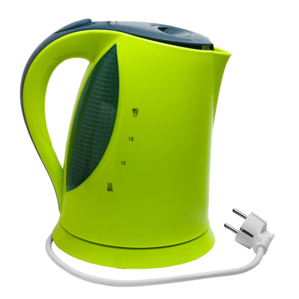 elektrický zelený čaj konvice izolovaných na bílém pozadí s klipem - Fotografie, Obrázek