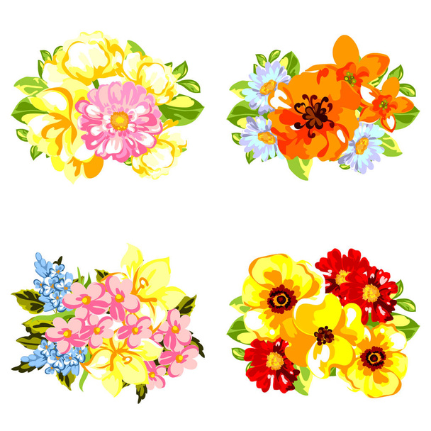 colorful flower bouquets - Διάνυσμα, εικόνα