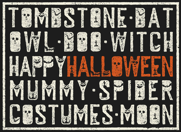 Halloween Wörter dekoratives Plakat  - Vektor, Bild