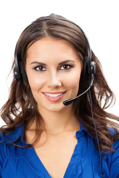 Support phone operator in headset, isolated - Photo, Image