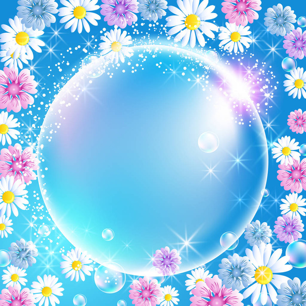Sphere surrounded by flowers - Вектор, зображення