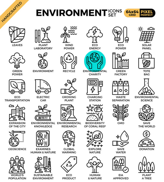 Environment & eco concept detailed line icons - Vector, Image