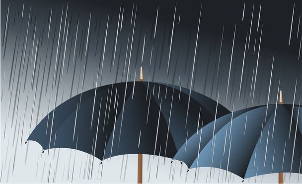 parasole w deszczu - Wektor, obraz