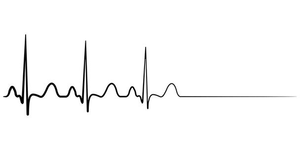 Εικονίδιο του θανάτου, καρδιακή ανακοπή, καρδιογράφημα καρδιο διανυσματικά έννοια συλλυπητήριο μήνυμα - Διάνυσμα, εικόνα