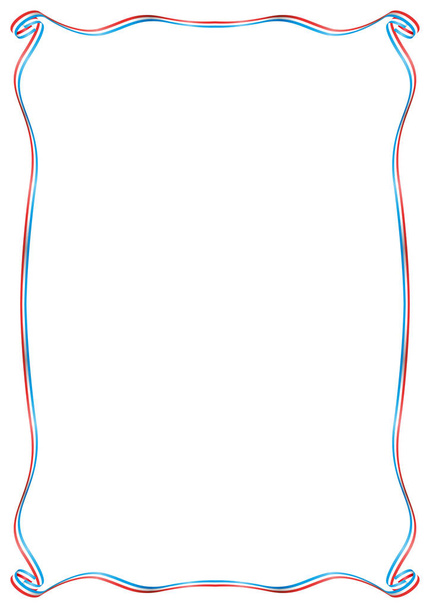 Frame en de rand van lint met de kleuren van de vlag van Luxemburg - Vector, afbeelding