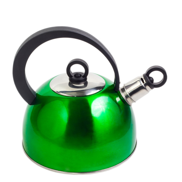 green kettle isolated on white background - Photo, Image